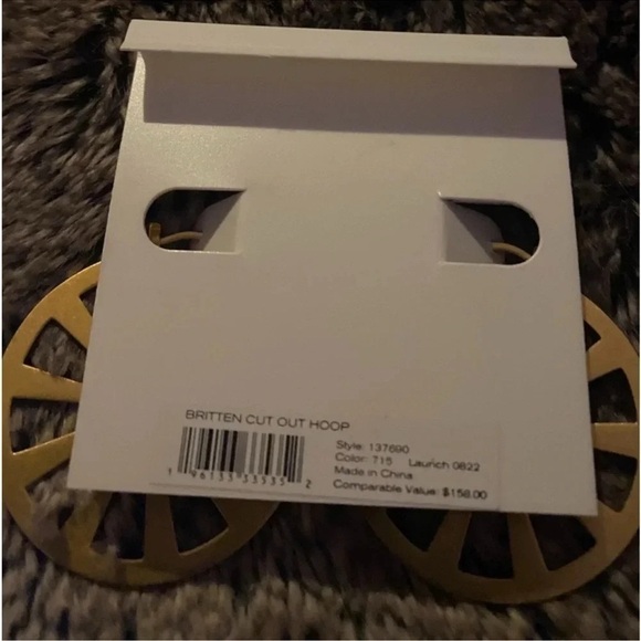 Tory Burch Britten Gold Circular Hoop Earrings - Picture 3 of 3